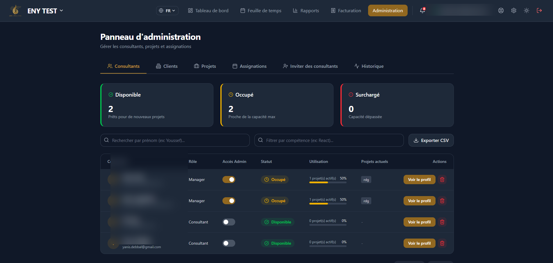 Gestion des consultants — ENY Hub